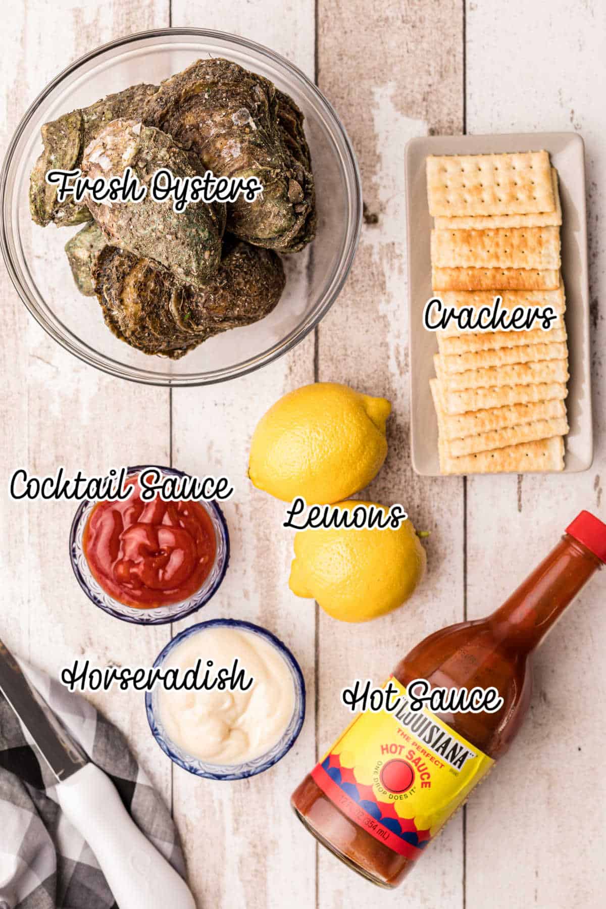 How to eat raw oysters - ingredients.