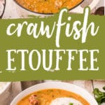 crawfish etouffee pin with two pictures