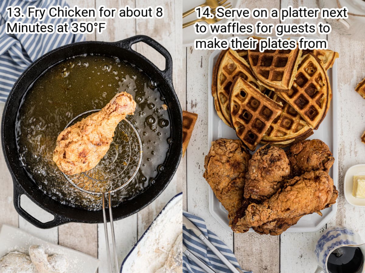 step by step instructions image for how to make chicken and waffles