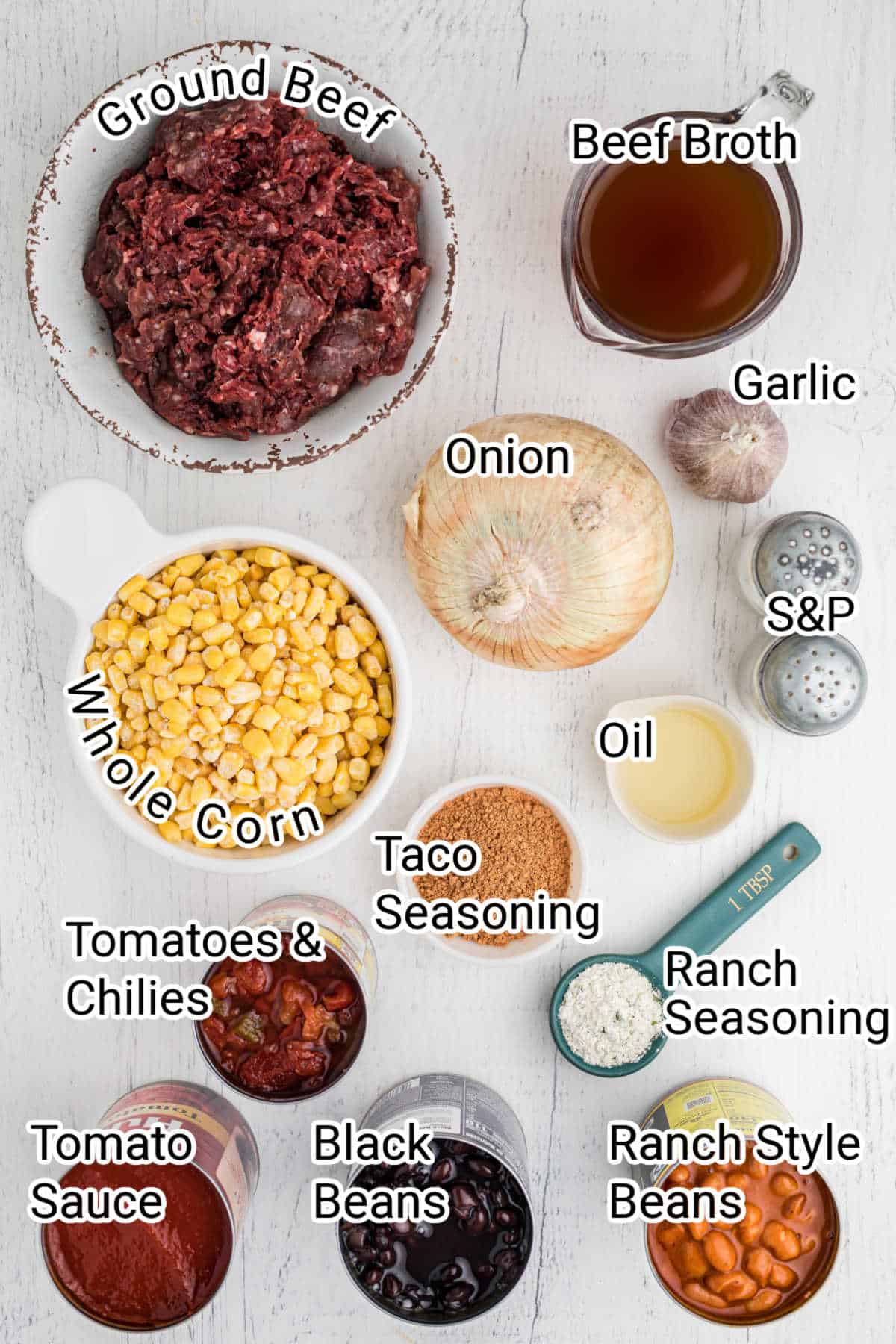 ingredients for taco soup laid out