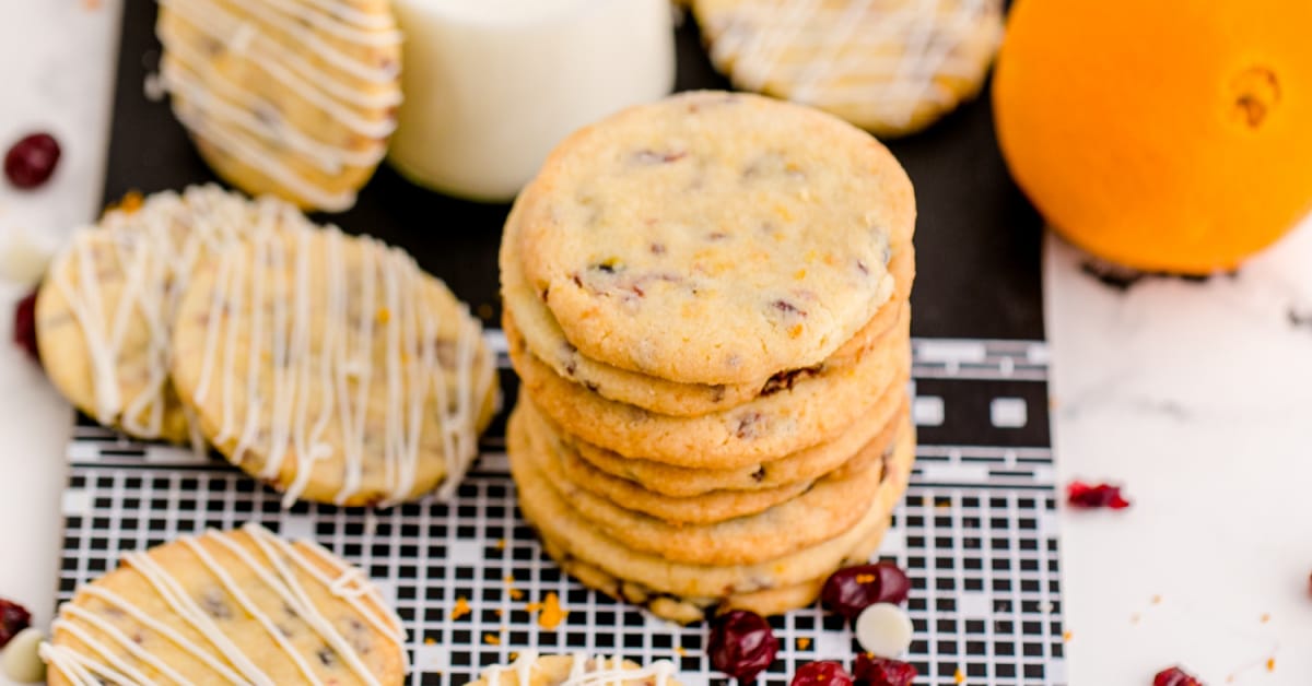 a stack of cranberry orange cookies