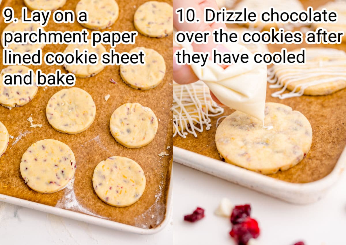 2 images next to each other showing how to make cranberry orange cookies