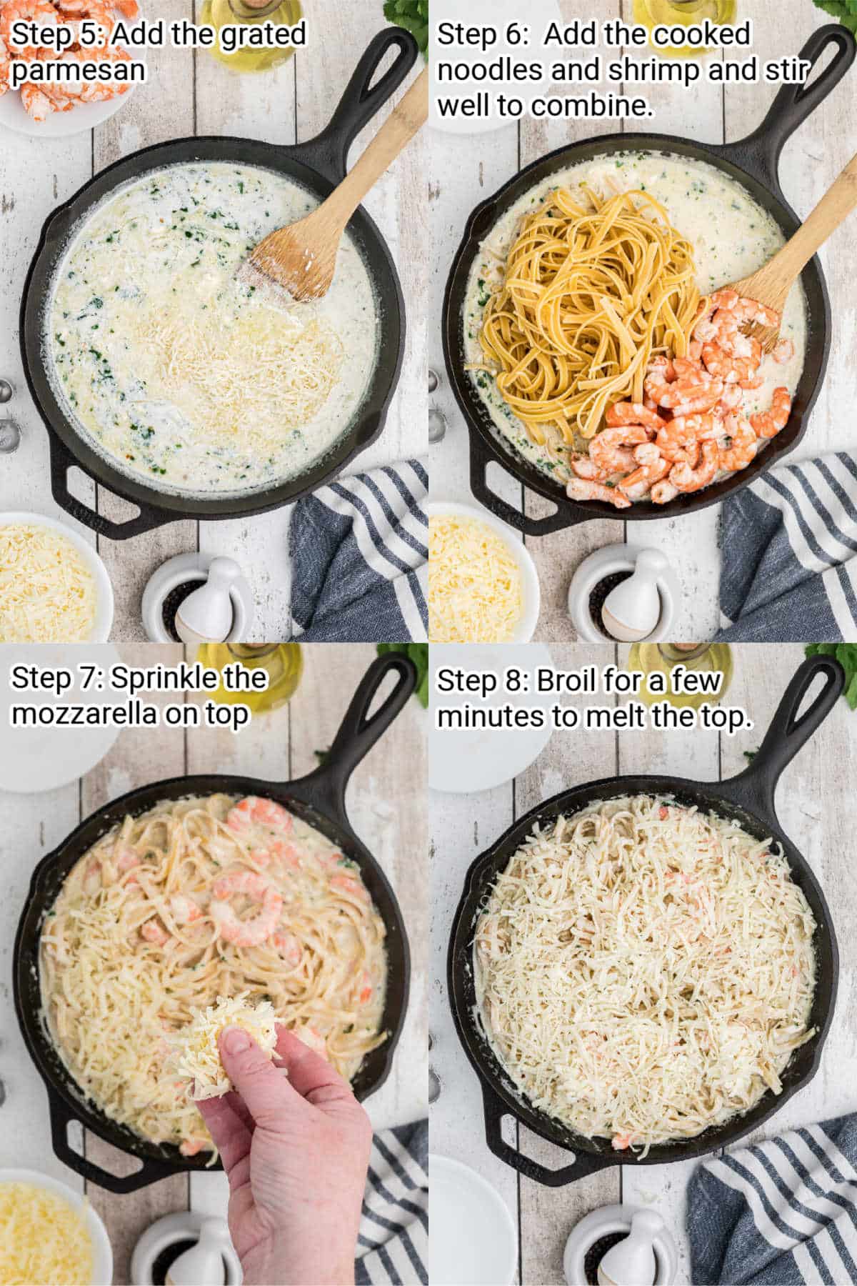 four images showing the next four steps in making the recipe
