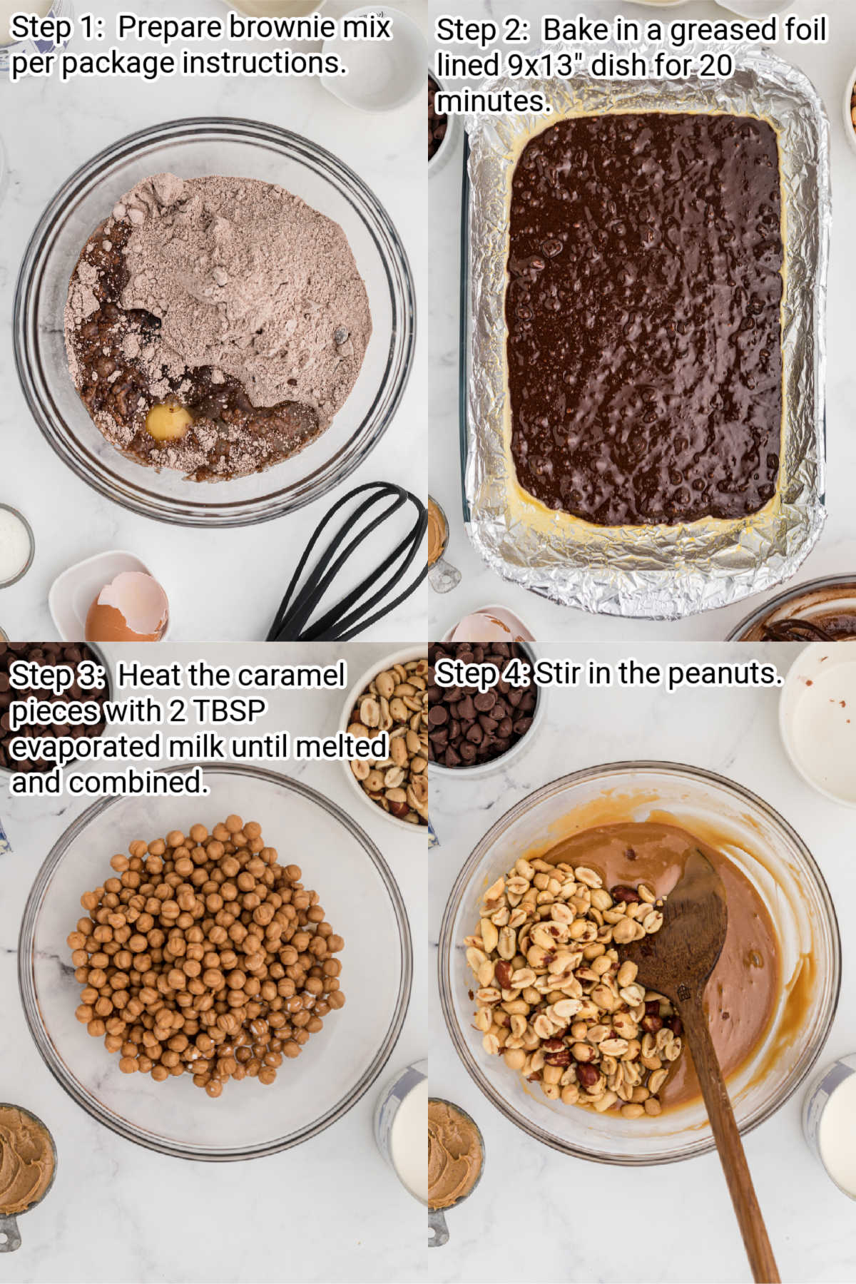 four images showing the steps of a recipe