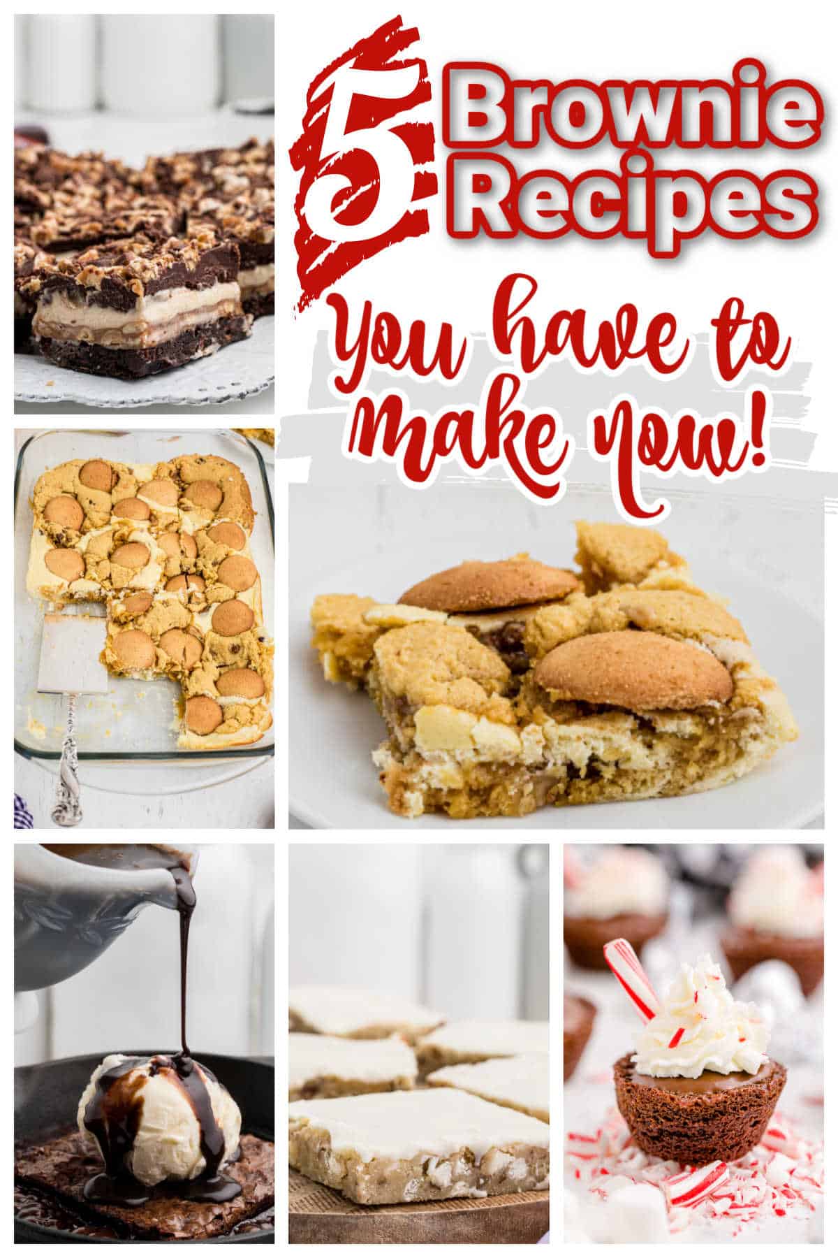 A collage of images showing brownies.