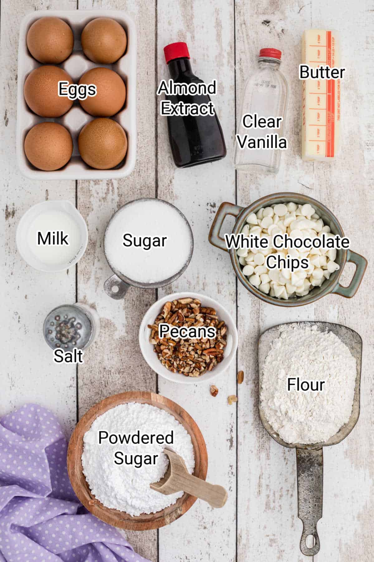 ingredients for vanilla brownies