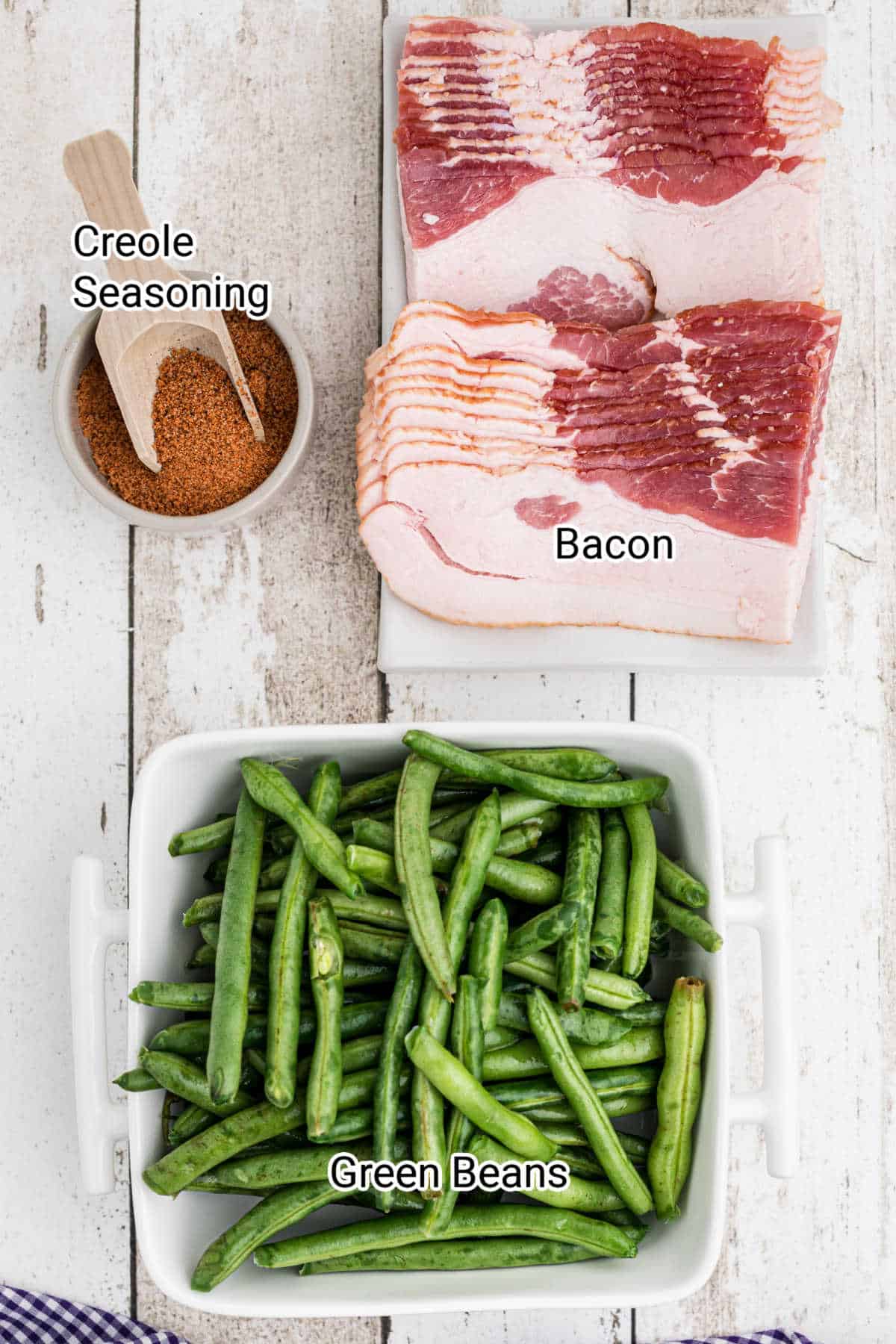 ingredients laid out that go into cajun green beans