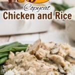 Cracker Barrel Chicken and Rice Recipe with a plate of the dish in front view