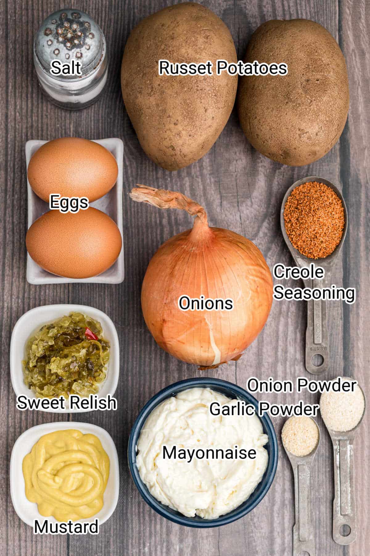 ingredients for a cajun potato salad all laid out