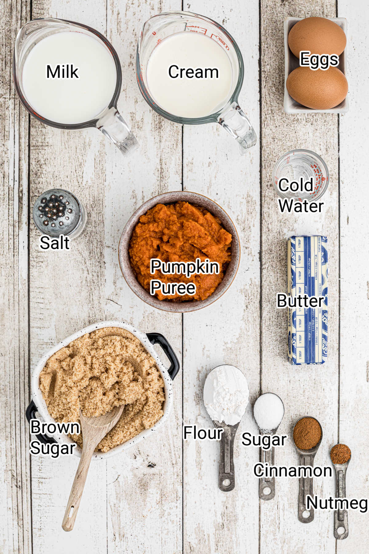 ingredients needed to make an Amish Pumpkin Pie