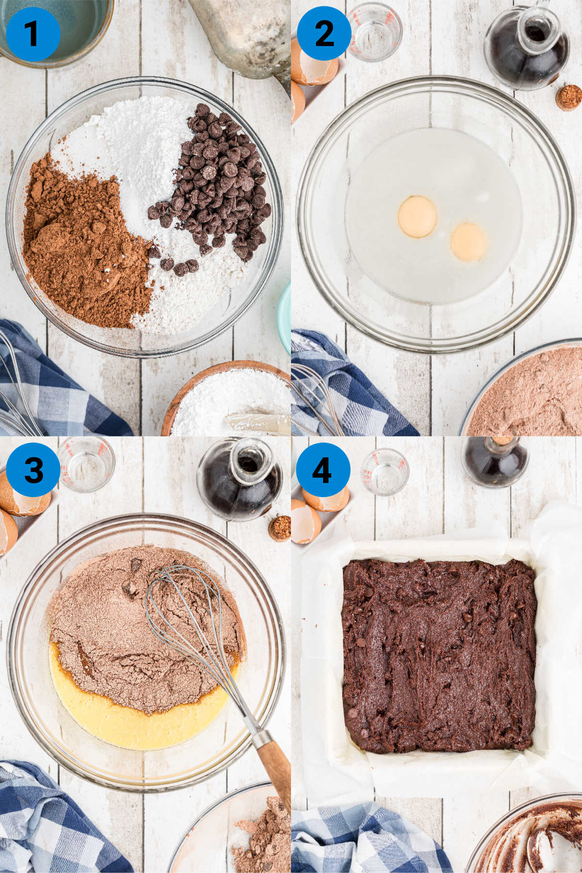 a collage of four images showing how to make birthday brownies