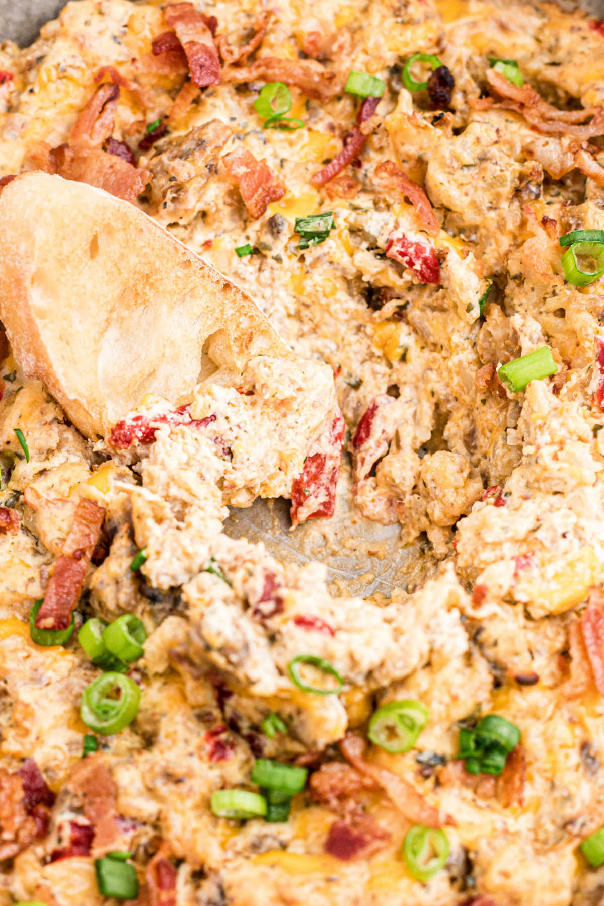 close up of boudin dip with some missing
