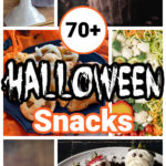six images in a collage of halloween themed snacks