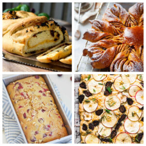 a collage of four fall bread recipe images