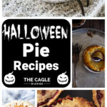 collage of 4 images showing some scary halloween pie recipes