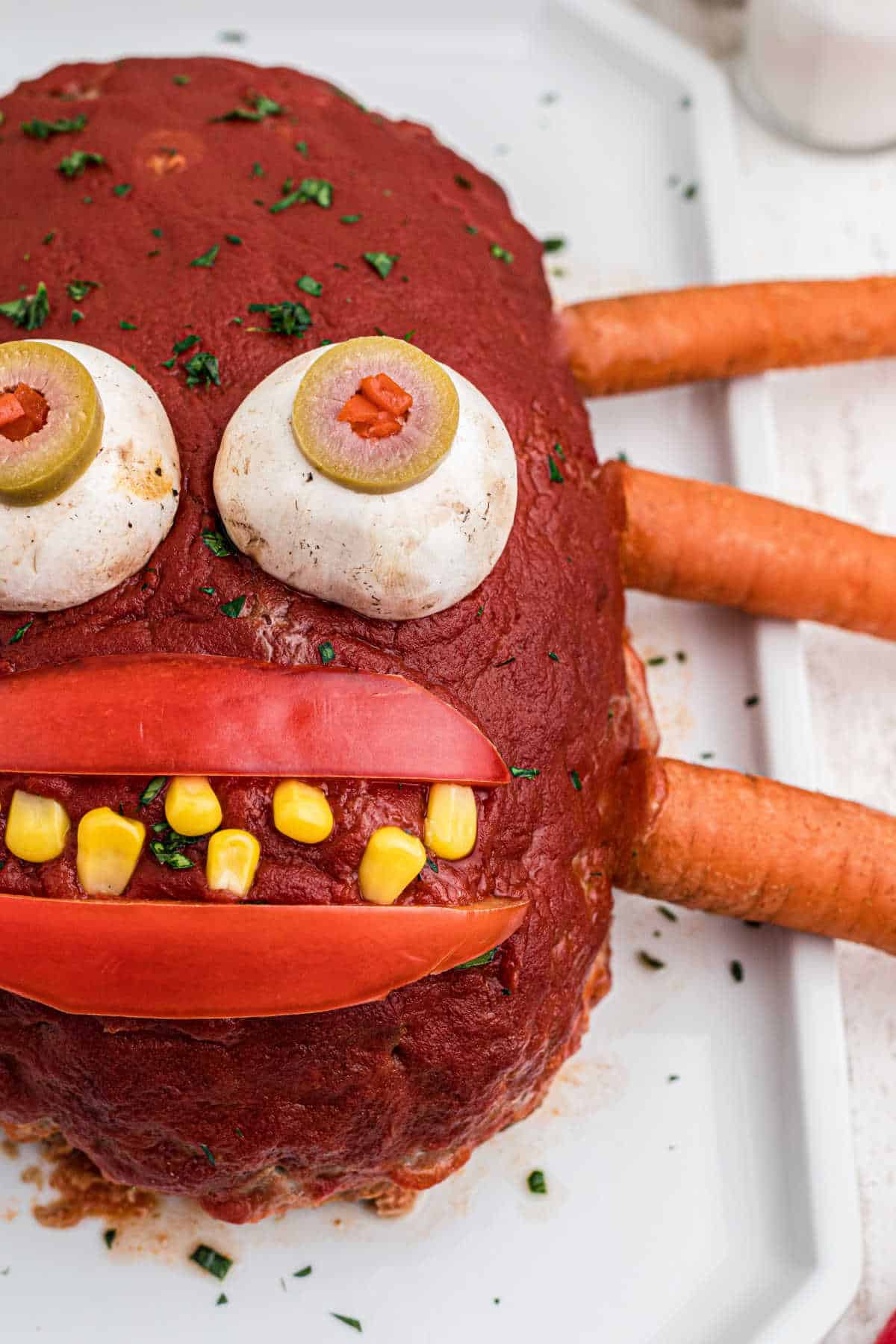 Close up side view of a monster meatloaf.