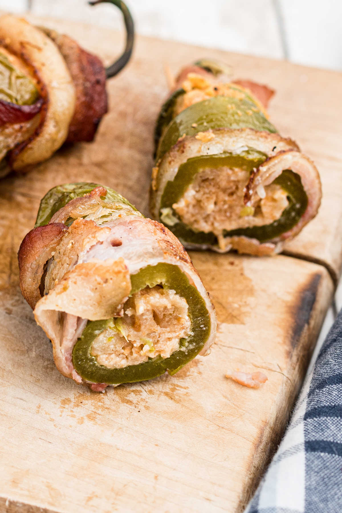 close up of the inside of a smoked jalapeno popper.