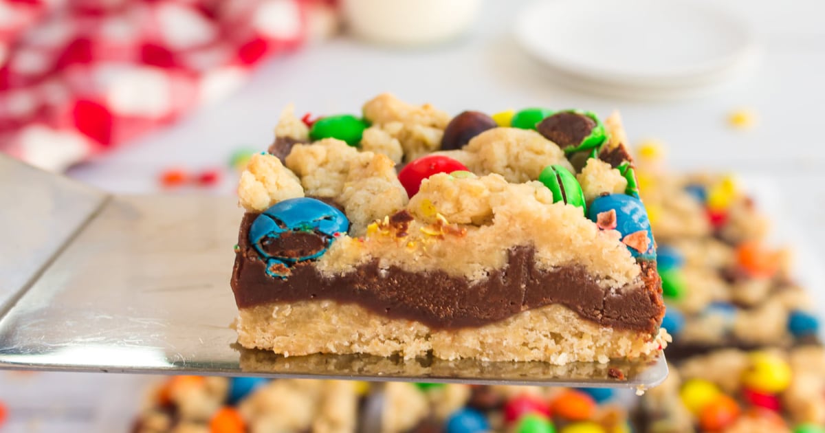 M&M Chocolate Fudge Oatmeal Bars - Together as Family