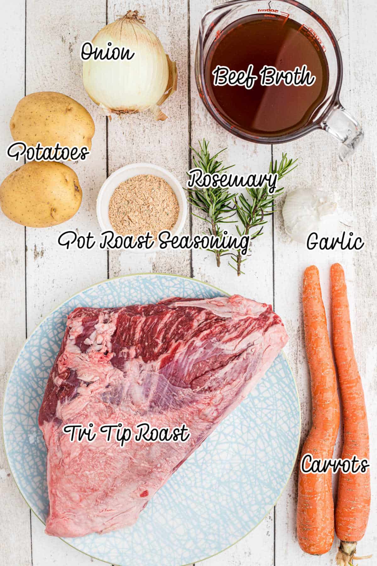 Recipes needed to make a tri tip roast with text overlay.