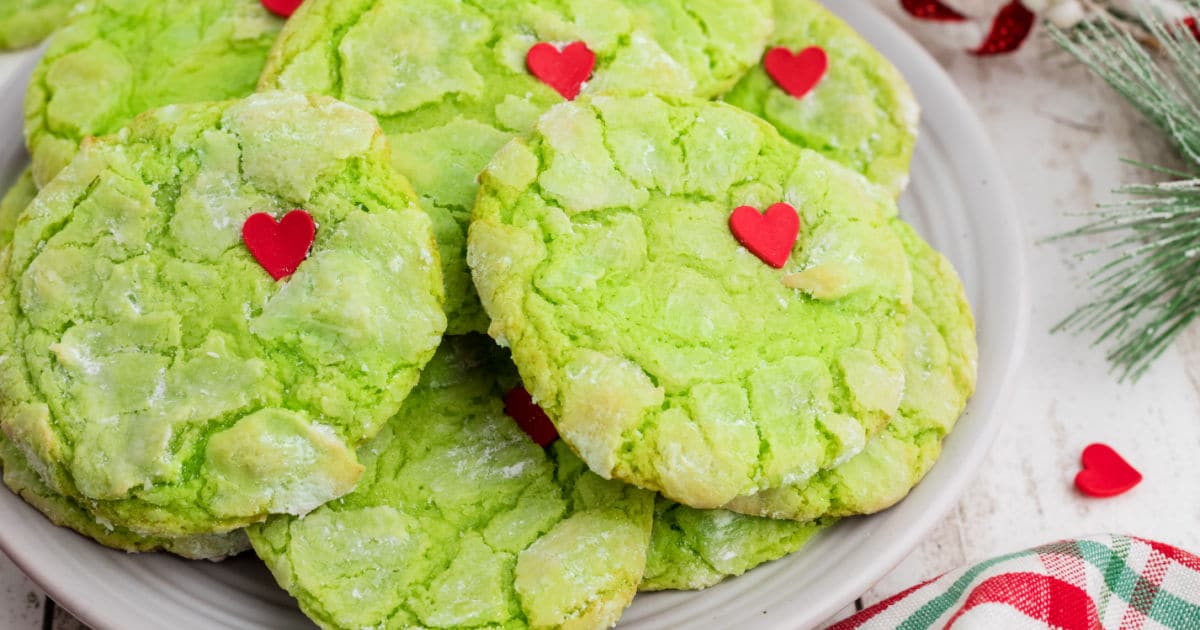 Close up of some Grinch Cookies.