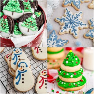 A collage of four images showing christmas cookies.