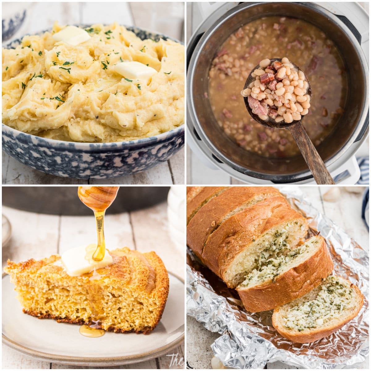 Collage of four images showing what could be served with cabbage rolls.