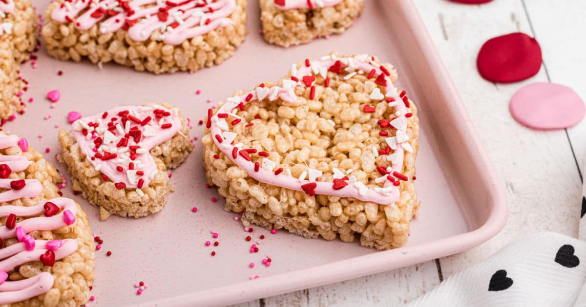 Close up of a heart shaped rice krispie treat.