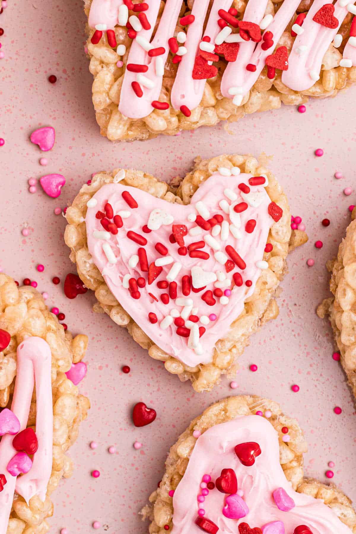 Close up shot of a small heart shaped rice krispie treat.