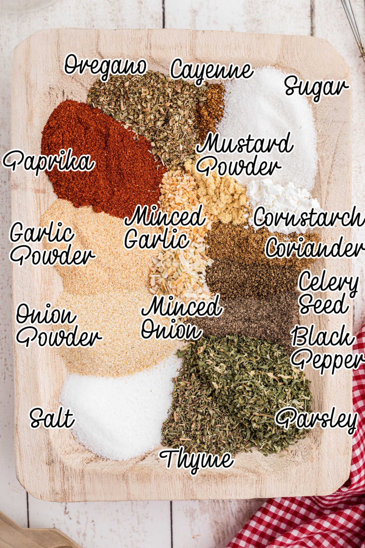 All Purpose Seasoning ingredients laid out in a bowl with text overlay.
