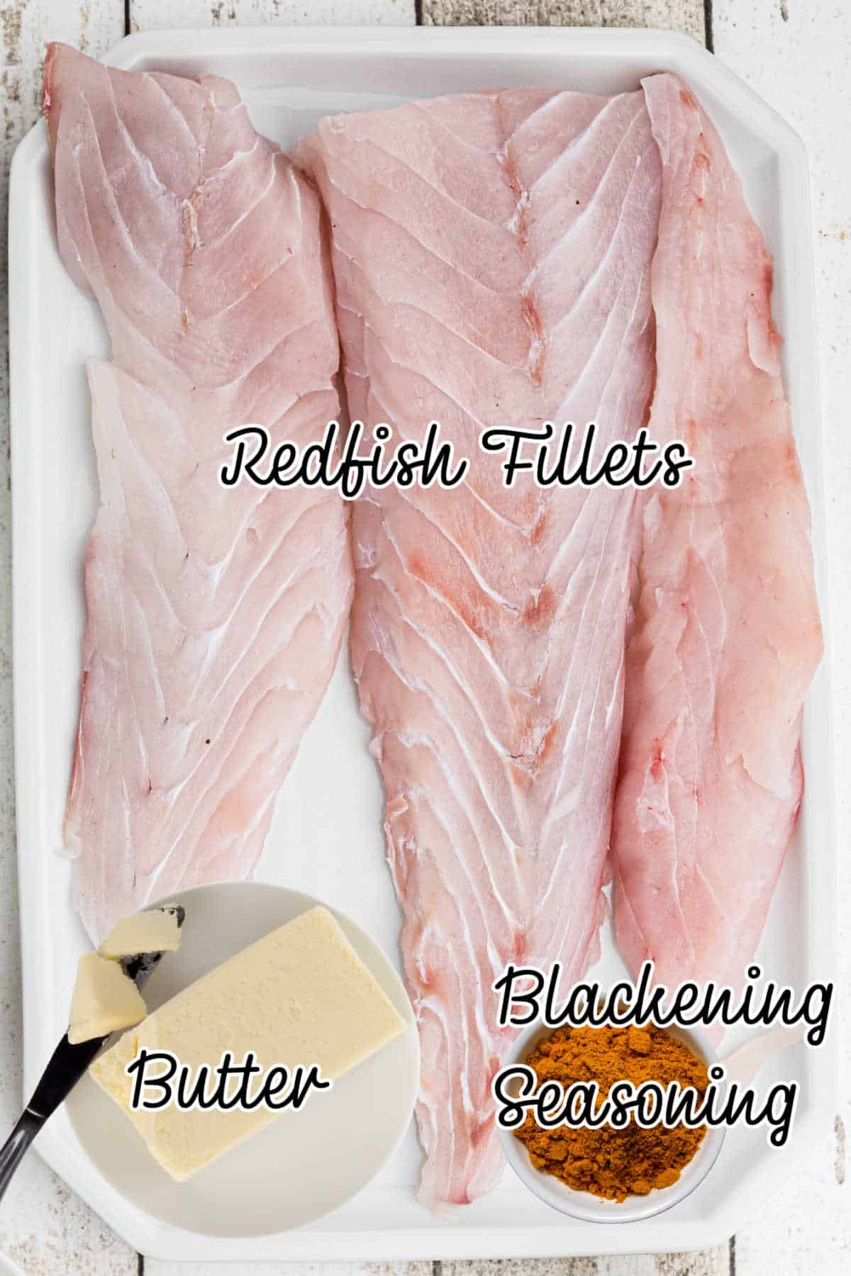 Ingredients needed to make blackened redfish.