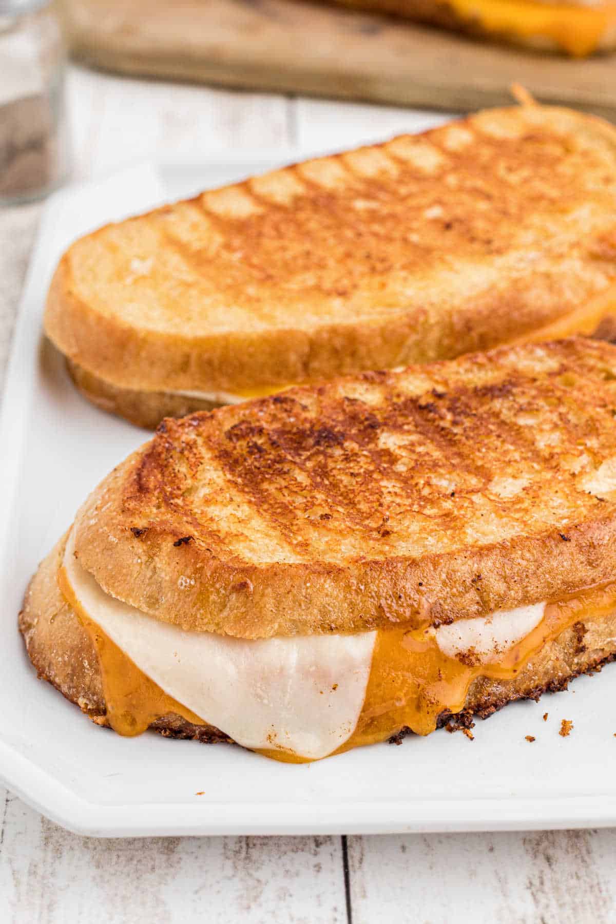 Closeup from the side of a copycat Starbucks grilled cheese.