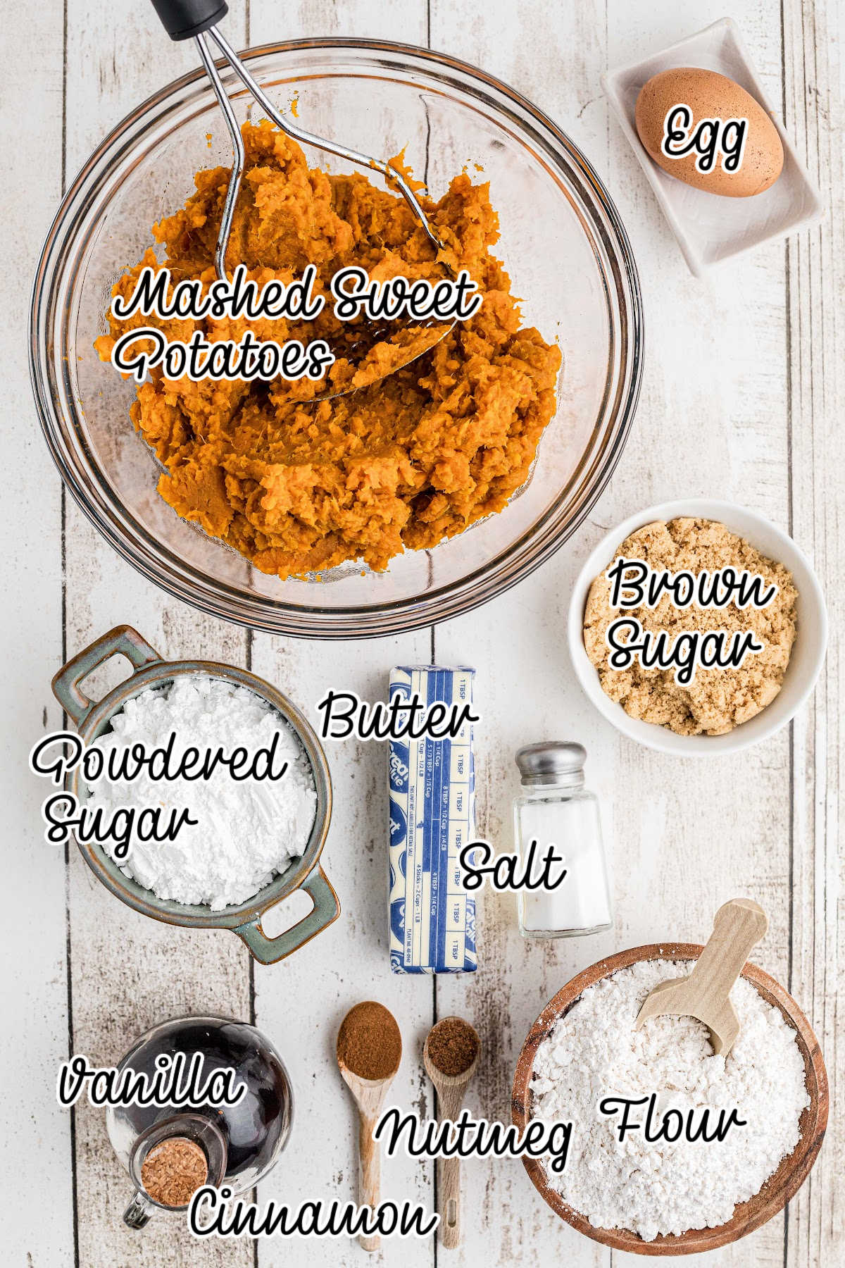 Ingredients needed to make Louisiana Sweet Potato Hand Pies.