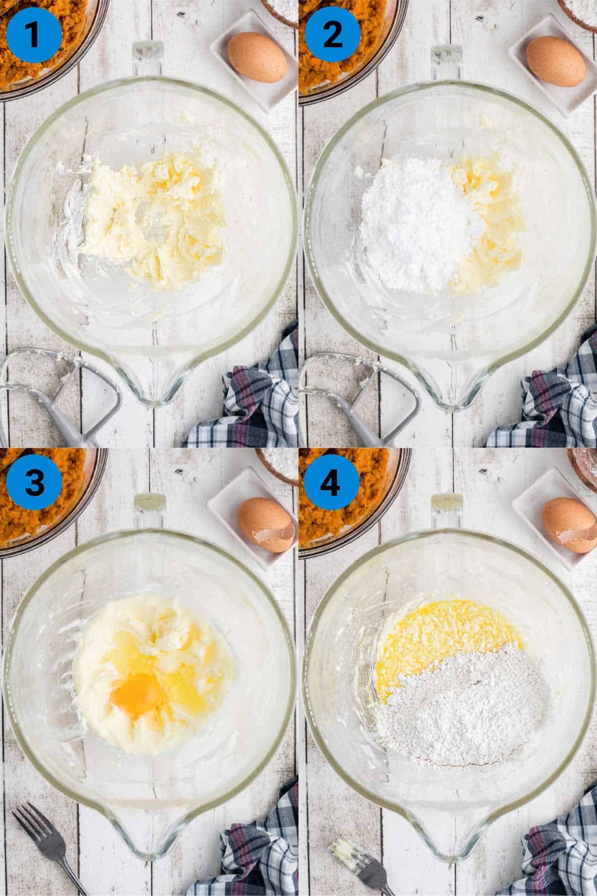 A collage of four images showing how to make sweet potato hand pies.