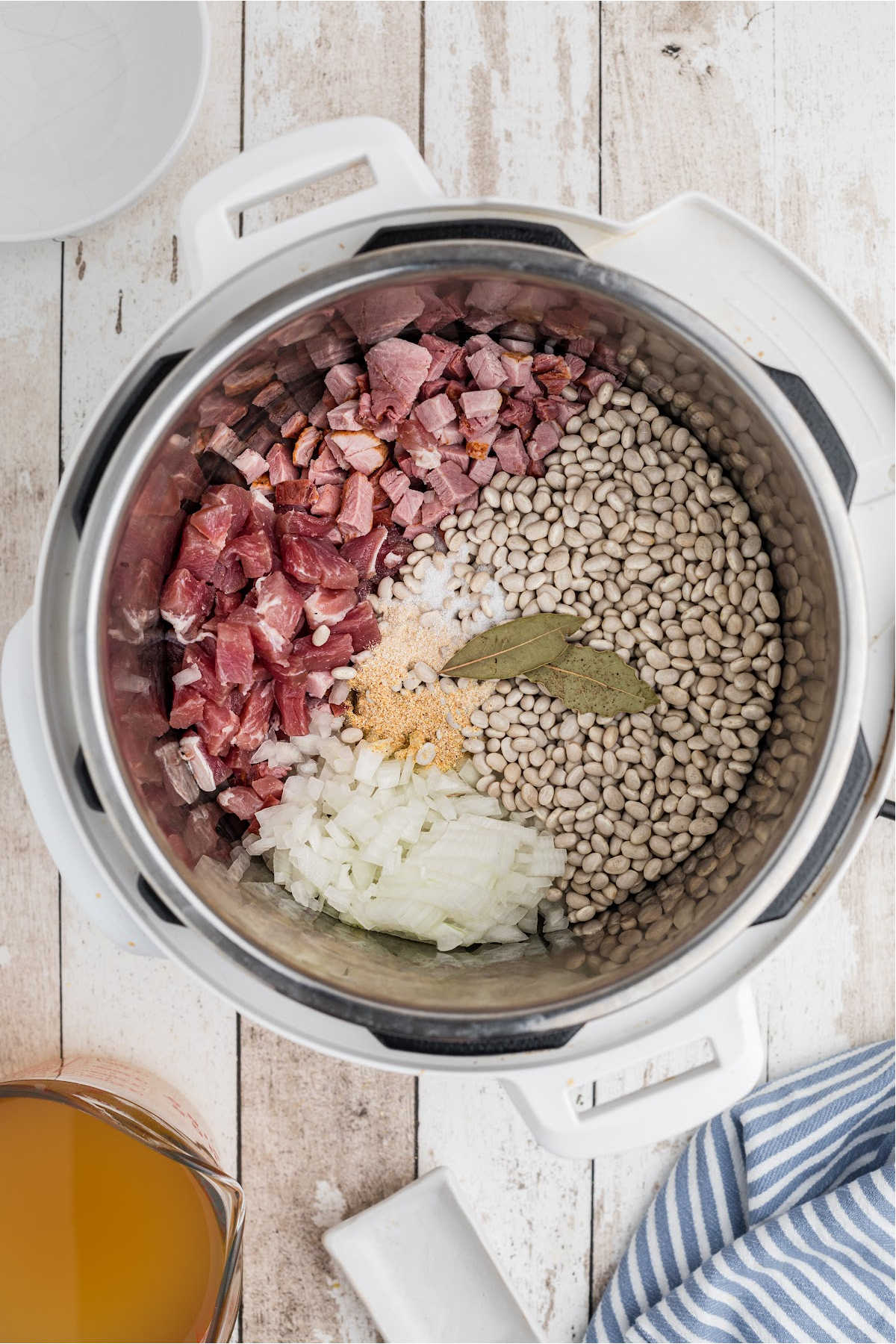Ingredients added to an Instant Pot Pressure Cooker.