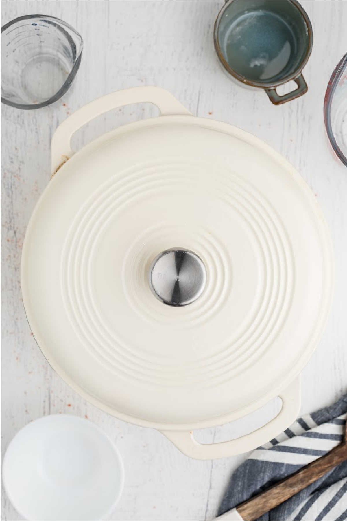 A large pot covered with a lid.