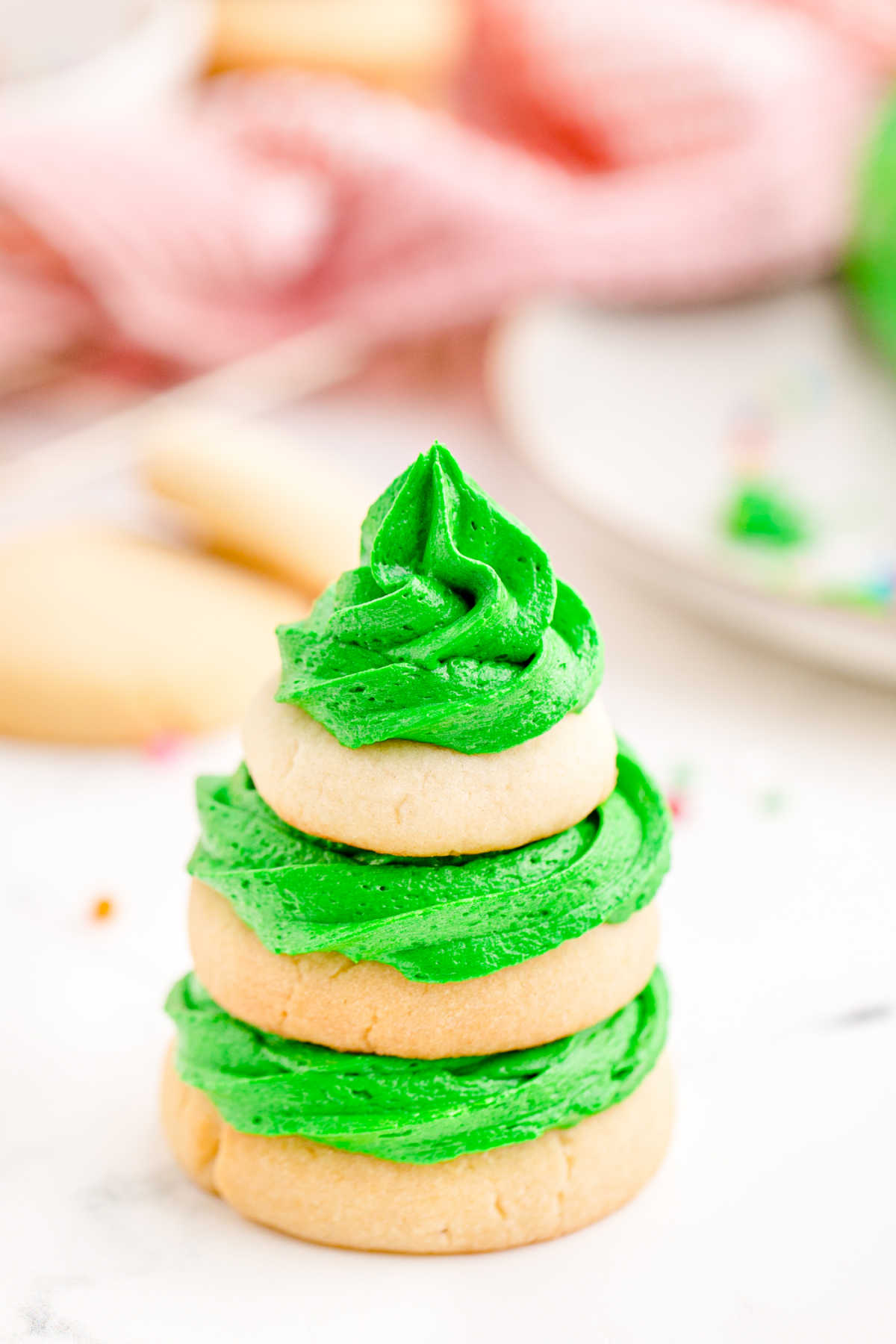 Christmas Tree shaped stacked cookies.