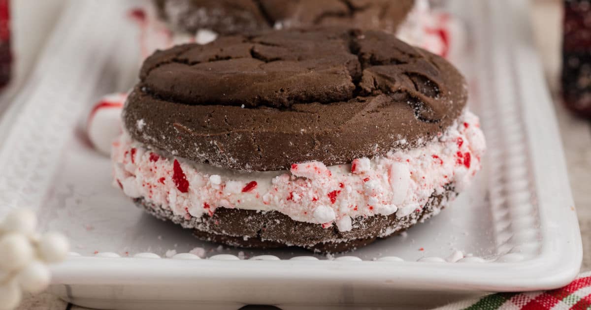 Close up of a Christmas whoopie pie.