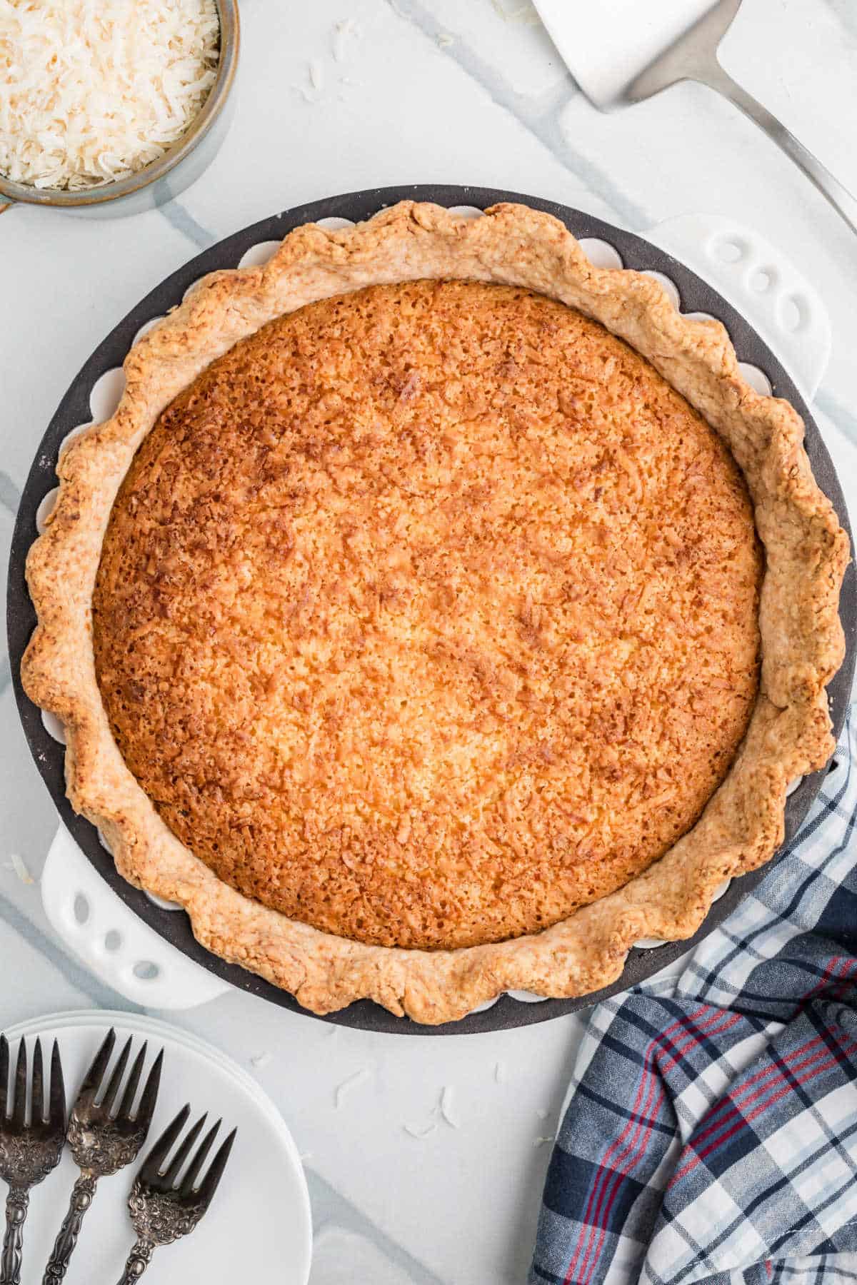 Old fashioned coconut pie.