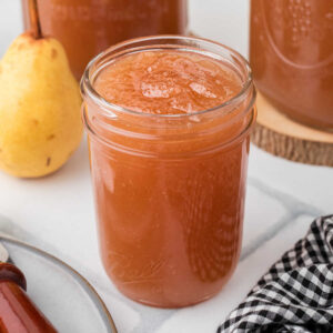 A close up of a jar of Amish Pear Honey.